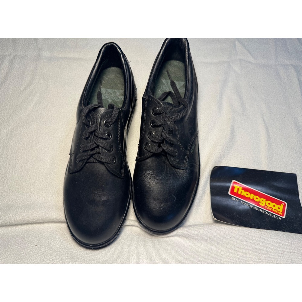 Thorogood Weinbrenner Black Leather Postal Oxford Work Shoes Vibram Made in USA